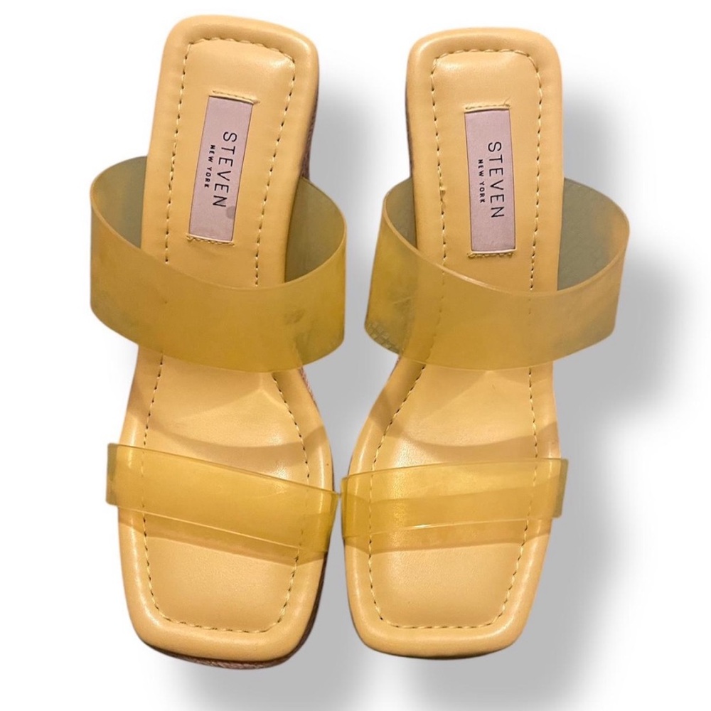 Steven New York By Steve Madden Yellow Wedge Sandals Size 7